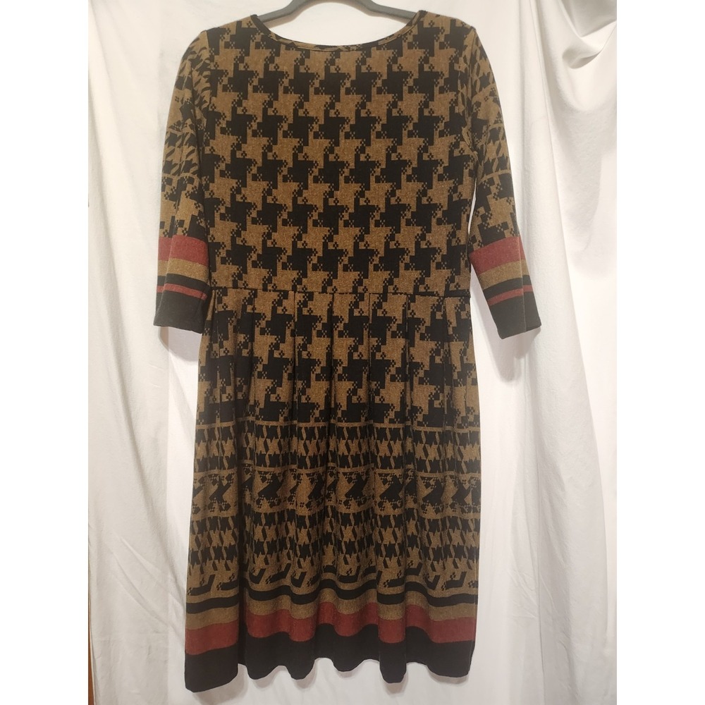 Ronni Nicole,Elegant Hounds Tooth,Brown Dress,Diamond ,Sz 12, Longsleeve Sweater - Picture 6 of 16